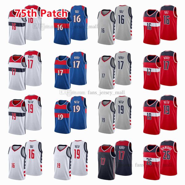 printed 75th patch city basketball jerseys spencer 26 dinwiddie 19 raul neto 16 anthony gill joel 17 ayayi jersey color white blue red, Black;red 
printed 75th patch city basketball jerseys spencer 26 dinwiddie 19 raul neto 16 anthony gill joel 17 ayayi jersey color white blue red, Black;red