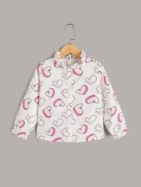 toddler girls heart & letter graphic flounce sleeve blouse she, White;black 
toddler girls heart & letter graphic flounce sleeve blouse she, White;black