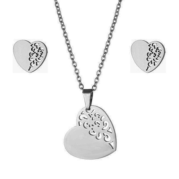 stainless steel necklace love peach heart pendant earring set collarbone chain niche design cross chain early summer new style, Silver
stainless steel necklace love peach heart pendant earring set collarbone chain niche design cross chain early summer new style, Silver