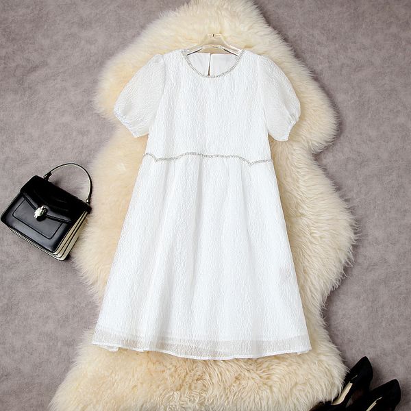 european and american women's summer 2022 new short sleeve round collar solid color nail bead fashionable loose dress, Black;gray
european and american women's summer 2022 new short sleeve round collar solid color nail bead fashionable loose dress, Black;gray