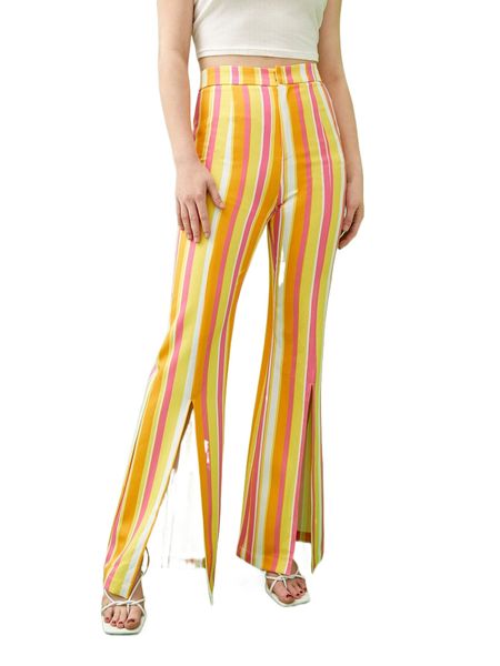 x amanda mccarty striped slit hem flare leg pants b1il#, Black;white 
x amanda mccarty striped slit hem flare leg pants b1il#, Black;white
