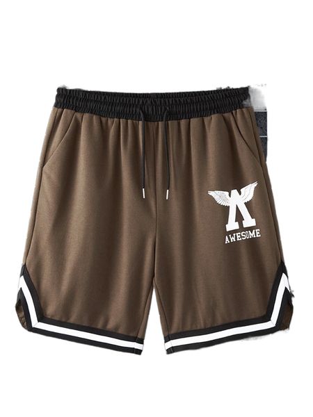 men wing & letter graphic contrast trim drawstring waist shorts w73y#, White;black
men wing & letter graphic contrast trim drawstring waist shorts w73y#, White;black