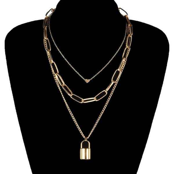 creative geometric chain heart lock necklace pendant gold punk multilayer clavicle necklaces for women fashion neck jewelry230e, Silver
creative geometric chain heart lock necklace pendant gold punk multilayer clavicle necklaces for women fashion neck jewelry230e, Silver
