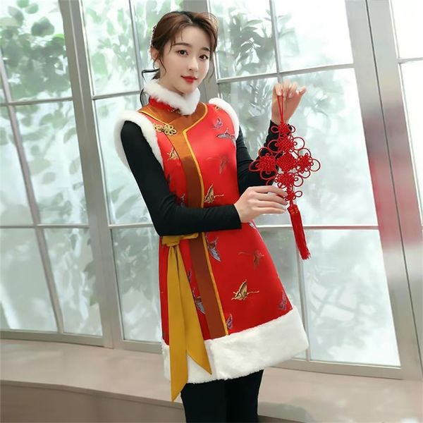 casual dresses chinese style improved cheongsam vest skirt winter rabbit hair collar clip cotton thickened lace up dress 200925 yn2o, Black;gray
casual dresses chinese style improved cheongsam vest skirt winter rabbit hair collar clip cotton thickened lace up dress 200925 yn2o, Black;gray