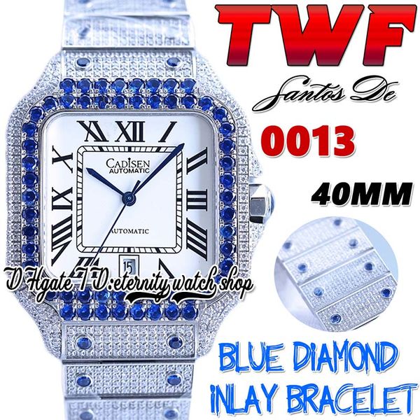 twf tw0013 japan miyota automatic mens watch 40mm blue diamonds bezel white dial roman markers iced out diamond stainless bracelet super edi, Slivery;brown
twf tw0013 japan miyota automatic mens watch 40mm blue diamonds bezel white dial roman markers iced out diamond stainless bracelet super edi, Slivery;brown