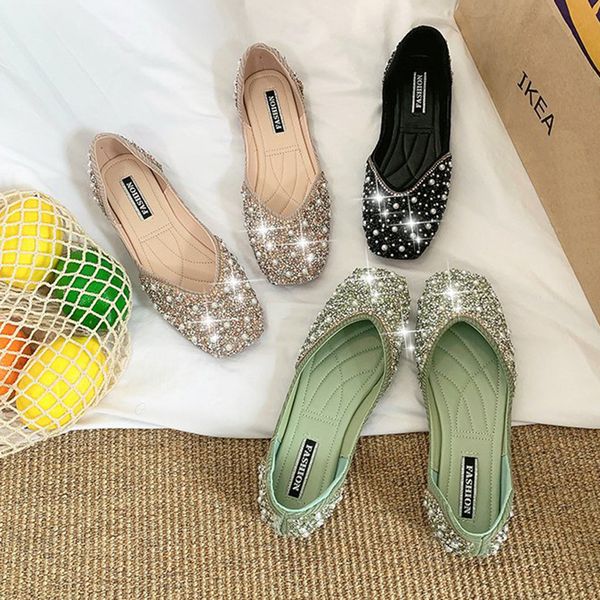glitter crystal pearl studs ballet shoes women square toe slip on loafers cozy shallow cut-out ballerina flats moccasins female, Black
glitter crystal pearl studs ballet shoes women square toe slip on loafers cozy shallow cut-out ballerina flats moccasins female, Black