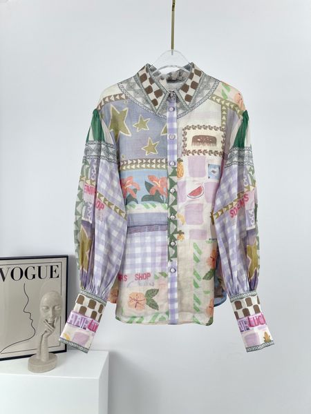 2022 women's blouses & shirts australian fashion brand 100% ramie fabric vintage positioning print lapel shirt`, White
2022 women's blouses & shirts australian fashion brand 100% ramie fabric vintage positioning print lapel shirt`, White
