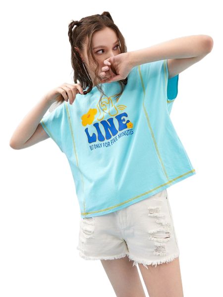 x abbicreates studio letter graphic stitching tee f0qd#, White 
x abbicreates studio letter graphic stitching tee f0qd#, White