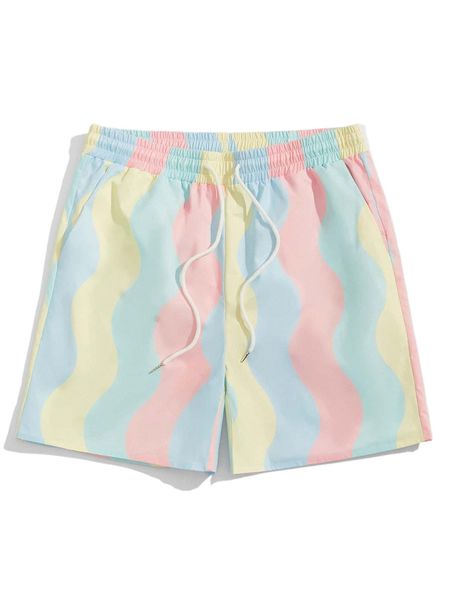 romwe guys colorblock drawstring shorts o3ac#, White;black 
romwe guys colorblock drawstring shorts o3ac#, White;black