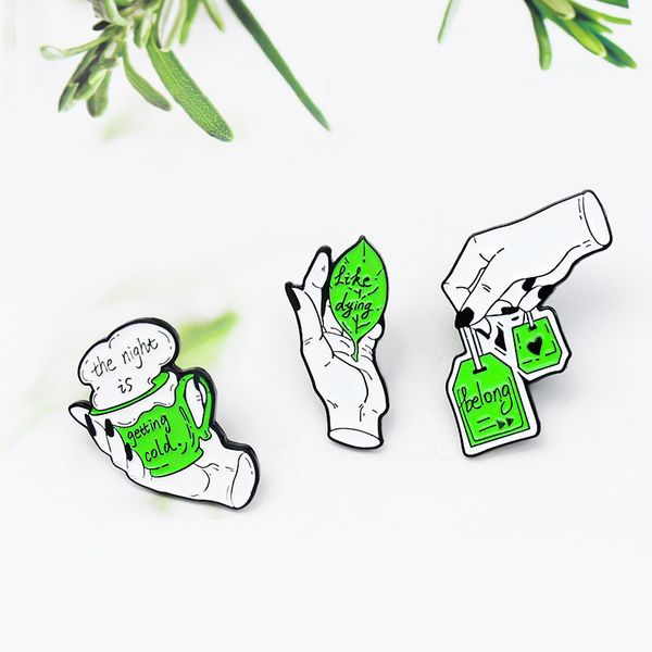 hand cup tea time green and white artificial hand beautiful brooch enamel lapel pin jeans shirt bag punk jewelry, Gray
hand cup tea time green and white artificial hand beautiful brooch enamel lapel pin jeans shirt bag punk jewelry, Gray
