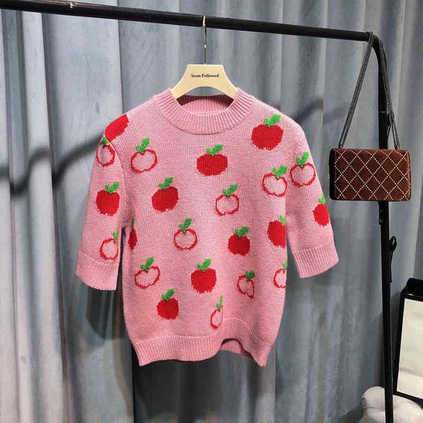 women's knits & tees red apple print sweater cherry early spring heavy industry embroidery letter medium sleeve female jkix, White
women's knits & tees red apple print sweater cherry early spring heavy industry embroidery letter medium sleeve female jkix, White