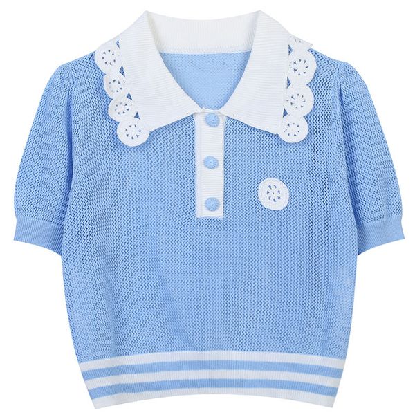 511 2022 summer kint pullover short sleeve lapel neck brand same style sweater white plaid luxury womens clothes mingmei, White;black
511 2022 summer kint pullover short sleeve lapel neck brand same style sweater white plaid luxury womens clothes mingmei, White;black