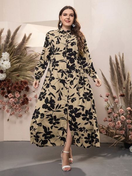 plus floral print bishop sleeve tie neck shirt dress n4kf#, Black
plus floral print bishop sleeve tie neck shirt dress n4kf#, Black