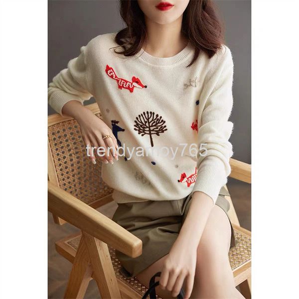 women's knits & tees high edition autumn and winter cartoon embroidery crew neck pullover cashmere sweater women's versatile botto, White
women's knits & tees high edition autumn and winter cartoon embroidery crew neck pullover cashmere sweater women's versatile botto, White