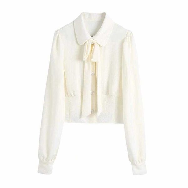 women blouse long sleeves bow crop fashion casual elegant women shirts femme mujer blusas 210709, White
women blouse long sleeves bow crop fashion casual elegant women shirts femme mujer blusas 210709, White