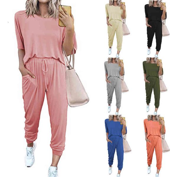 women's two piece pants autumn and winter women's home loose solid color short sleeve leisure suit 7sqy, White
women's two piece pants autumn and winter women's home loose solid color short sleeve leisure suit 7sqy, White