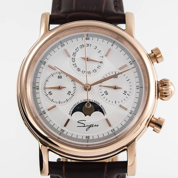 wristwatches fashion chronograph mechanical watch men's sapphire1963 calendar moon phase clock seagull st1908 movement leather, Slivery;brown
wristwatches fashion chronograph mechanical watch men's sapphire1963 calendar moon phase clock seagull st1908 movement leather, Slivery;brown