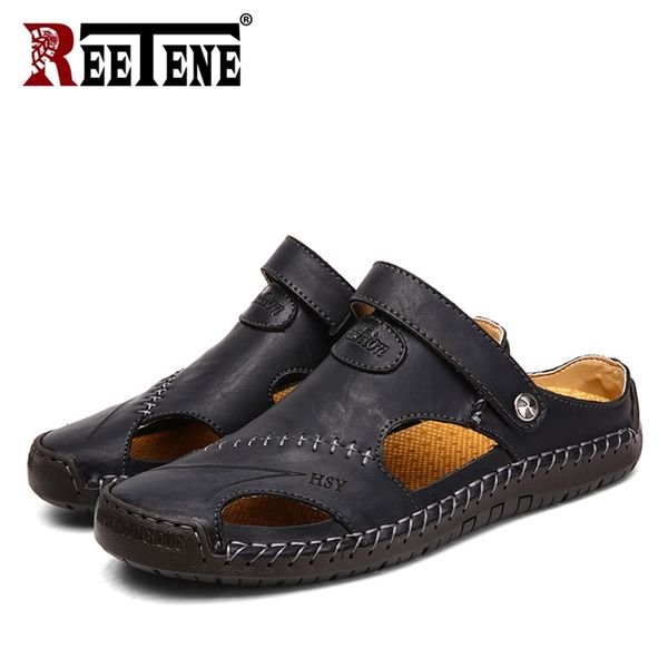 reetene leather men's sandals slippers casual shoes summer outdoor beach fashionable sneakers 220426, Black
reetene leather men's sandals slippers casual shoes summer outdoor beach fashionable sneakers 220426, Black