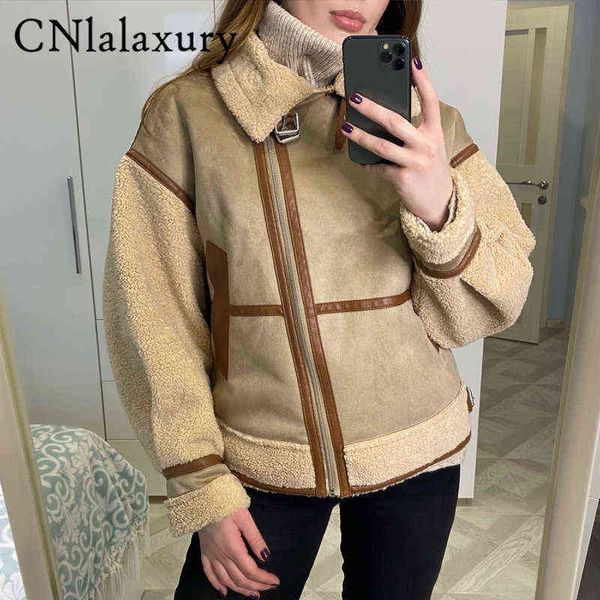 winter women thick warm vintage patchwork suede lambwool biker jackets jacket chic loose faux leather outfit female overcoat j220727, Black
winter women thick warm vintage patchwork suede lambwool biker jackets jacket chic loose faux leather outfit female overcoat j220727, Black