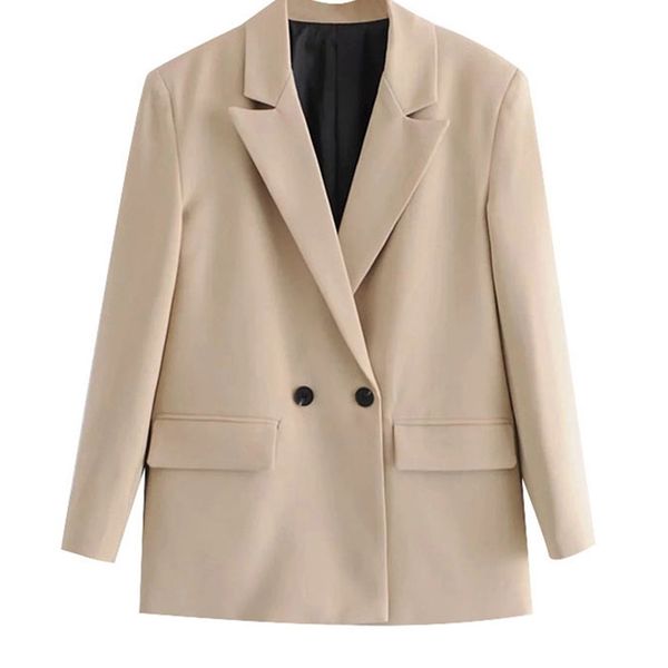 traf women fashion double breasted loose fitting blazer coat vintage long sleeve pockets female outerwear chic 220707, White;black
traf women fashion double breasted loose fitting blazer coat vintage long sleeve pockets female outerwear chic 220707, White;black