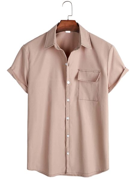 men flap pocket button front shirt p9eb#, White;black