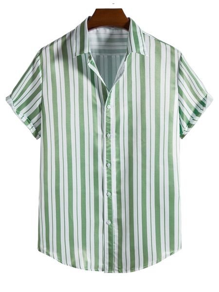 men striped print button up shirt l2pv#, White;black
men striped print button up shirt l2pv#, White;black