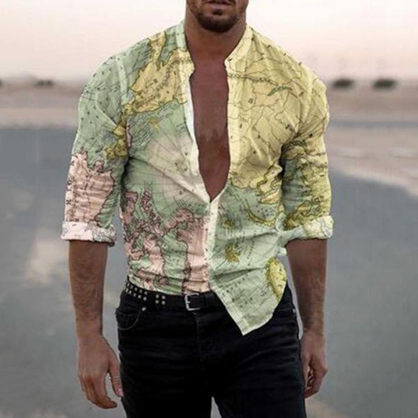 men's casual shirts shirt men vintage map print cool breathable long sleeve buttons closure autumn 2022 slim male vacation, White;black
men's casual shirts shirt men vintage map print cool breathable long sleeve buttons closure autumn 2022 slim male vacation, White;black