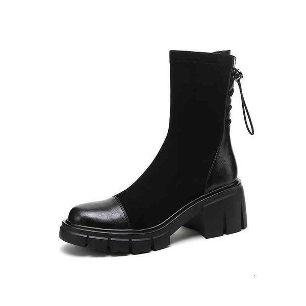 boots winter women's shoes round head thick high heels water table metal splicing elastic cloth martin boots fashion bhk4, Black
boots winter women's shoes round head thick high heels water table metal splicing elastic cloth martin boots fashion bhk4, Black