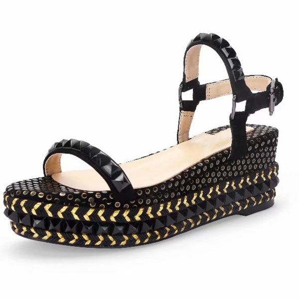 sandals fashion pearl willow nail decorate luxury designer patchwork high heeled shoes 6.5cm thick bottom front rear strap slope heel womens, Black
sandals fashion pearl willow nail decorate luxury designer patchwork high heeled shoes 6.5cm thick bottom front rear strap slope heel womens, Black