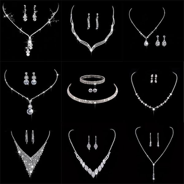 fashion crystal bride jewelry set silverplated wedding dress banquet necklace earring set ladies gift 220716, Silver
fashion crystal bride jewelry set silverplated wedding dress banquet necklace earring set ladies gift 220716, Silver