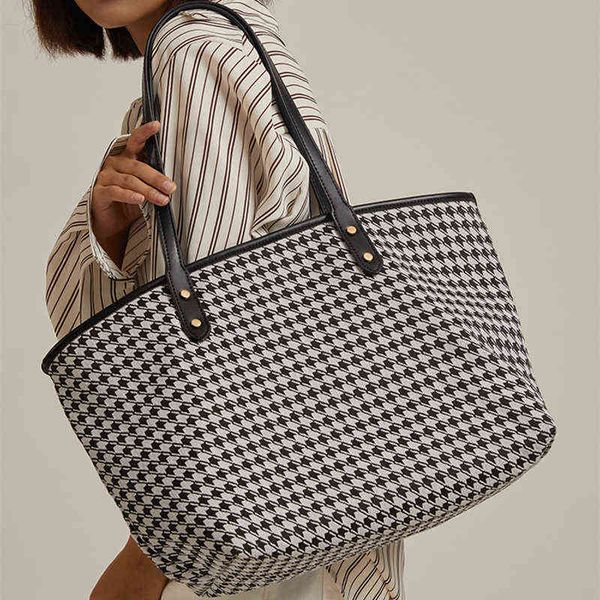 women tote bag canvas handbag girl shopper purse fashion casual houndstooth ol style large capacity crossbody bags 220509
women tote bag canvas handbag girl shopper purse fashion casual houndstooth ol style large capacity crossbody bags 220509
