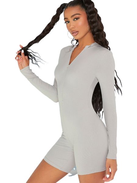 rib-knit zipper front unitard romper b3dz#, Black;white
rib-knit zipper front unitard romper b3dz#, Black;white