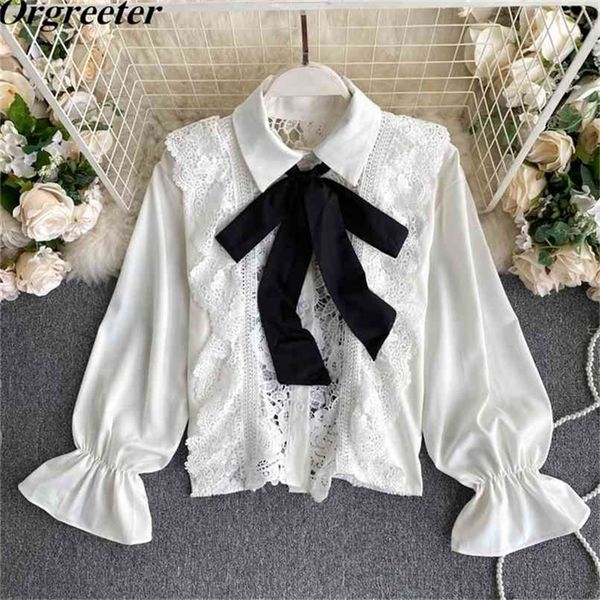 hollow out lace chiffon patchwork women's shirts blouse bow scarf lapel flare long sleeve spring fall female clothing fashion 210602, White
hollow out lace chiffon patchwork women's shirts blouse bow scarf lapel flare long sleeve spring fall female clothing fashion 210602, White