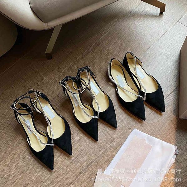 sandals baotou thin heel pointed hollow crystal chain shallow mouth sandals women's suede high heels flat bottomed wedding shoes, Black
sandals baotou thin heel pointed hollow crystal chain shallow mouth sandals women's suede high heels flat bottomed wedding shoes, Black