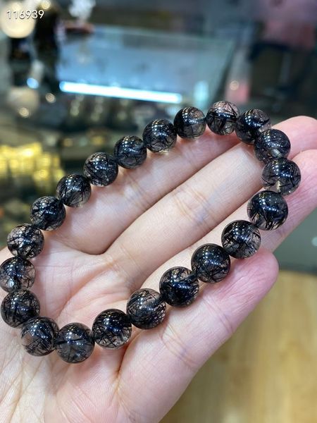 9.2mm natural black rutilated quartz clear round beads bracelet stretch women men black rutilaed quartz aaaaaa, Silver
9.2mm natural black rutilated quartz clear round beads bracelet stretch women men black rutilaed quartz aaaaaa, Silver