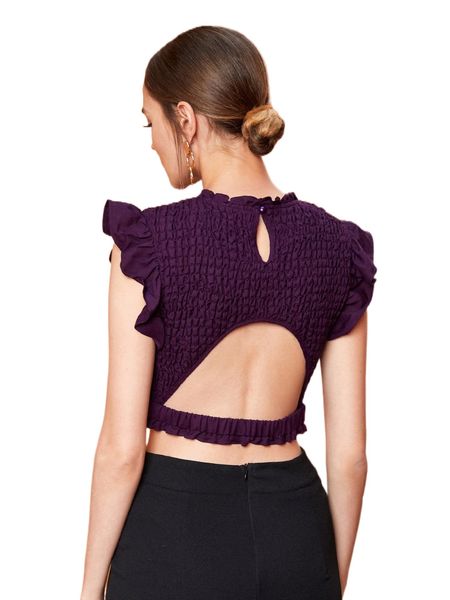 x jeanelle sonia cut out backless ruffle crop blouse r4ha#, White
x jeanelle sonia cut out backless ruffle crop blouse r4ha#, White