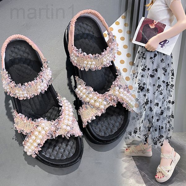 sandals designer thick soled sandals women's 2022 summer new fairy style pearl one line muffin with soft bottom roman beach women', Black
sandals designer thick soled sandals women's 2022 summer new fairy style pearl one line muffin with soft bottom roman beach women', Black