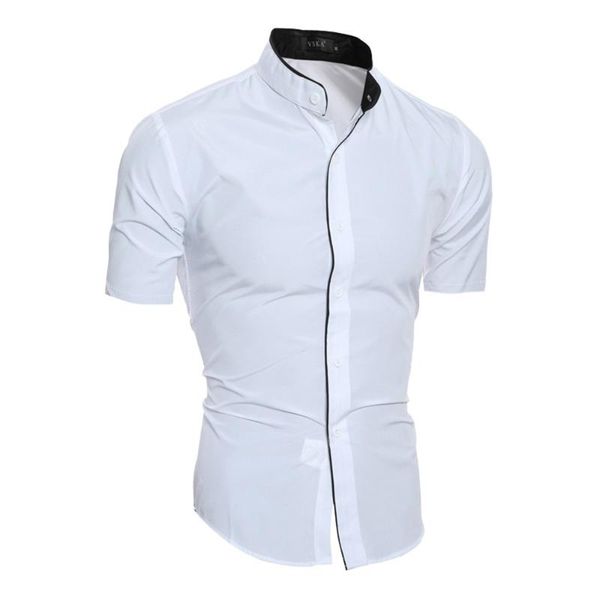 men's casual shirts short-sleeved business fashion stand-up collar slim-fit cotton shirt t-shirt, White;black
men's casual shirts short-sleeved business fashion stand-up collar slim-fit cotton shirt t-shirt, White;black