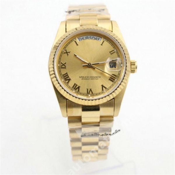 mens watch automatic mechanical sapphire glass 18k gold solid stainless 36mm daydate fashion golden dial men male wristwatches, Slivery;brown
mens watch automatic mechanical sapphire glass 18k gold solid stainless 36mm daydate fashion golden dial men male wristwatches, Slivery;brown