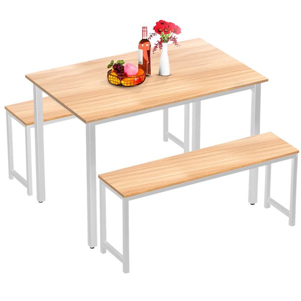 dining room 3 pieces farmhouse kitchen table set with two benches metal frame and mdf board modern furniture for home cafeteria apartment fa
dining room 3 pieces farmhouse kitchen table set with two benches metal frame and mdf board modern furniture for home cafeteria apartment fa