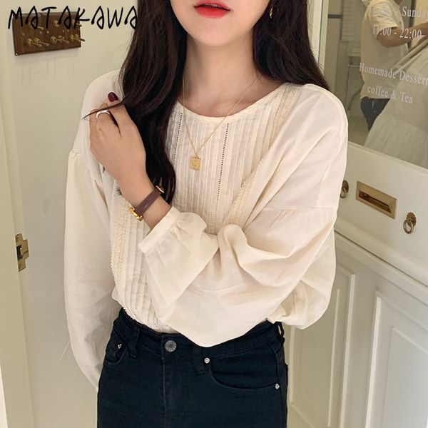 pleated stitching lace shirts korea chic gentle long sleeve blusas sweet womens and blouses 210506, White
pleated stitching lace shirts korea chic gentle long sleeve blusas sweet womens and blouses 210506, White