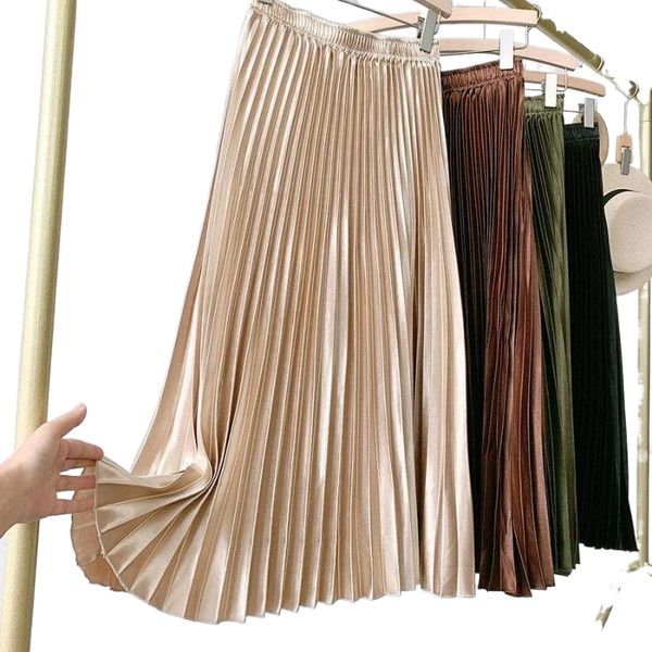office lady elegant satin pleated skirt 2022 fashion women clothing skirts womens elastic high waist midi long n7qi#, Black
office lady elegant satin pleated skirt 2022 fashion women clothing skirts womens elastic high waist midi long n7qi#, Black