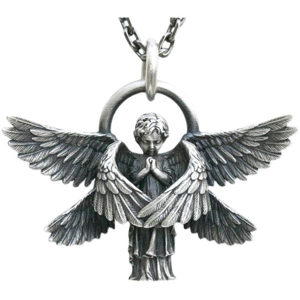 classic angel pendant necklace handmade seraph prayer pendant long chain necklace men women jewelry anniversary gift, Silver
classic angel pendant necklace handmade seraph prayer pendant long chain necklace men women jewelry anniversary gift, Silver