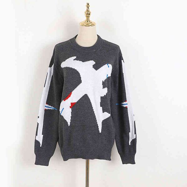 women's sweaters thick needle sweater aircraft pattern in autumn and winter loose lazy wind leisure medium long grey knitted s0k9, White;black
women's sweaters thick needle sweater aircraft pattern in autumn and winter loose lazy wind leisure medium long grey knitted s0k9, White;black