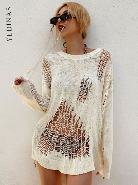 hollow out sweater women loose knitted hole thin pullovers long sleeve oversized streetwear american style 90s, White
hollow out sweater women loose knitted hole thin pullovers long sleeve oversized streetwear american style 90s, White