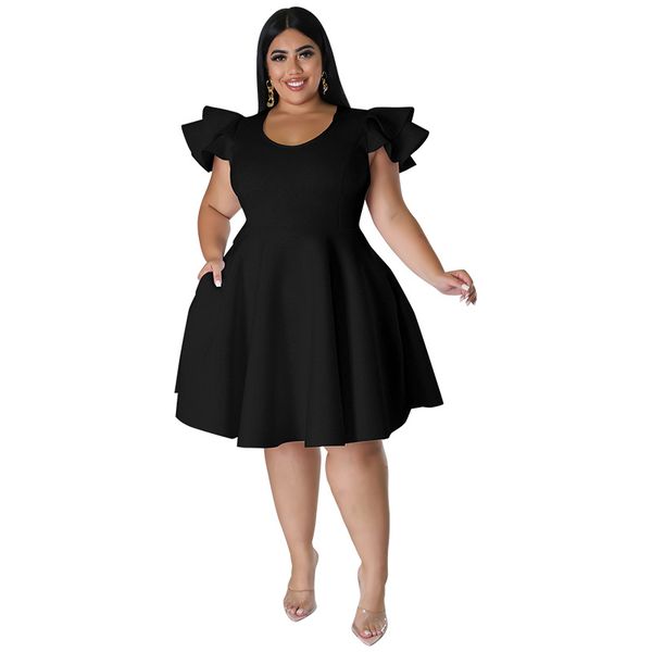 women plus size dresses ruffle trim short sleeve summer beach a line loose swing mini dress, Black
women plus size dresses ruffle trim short sleeve summer beach a line loose swing mini dress, Black