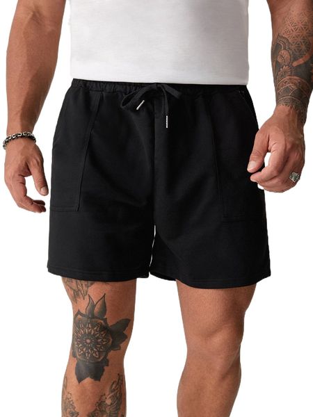 extended sizes men drawstring waist shorts p7c9#, White;black
