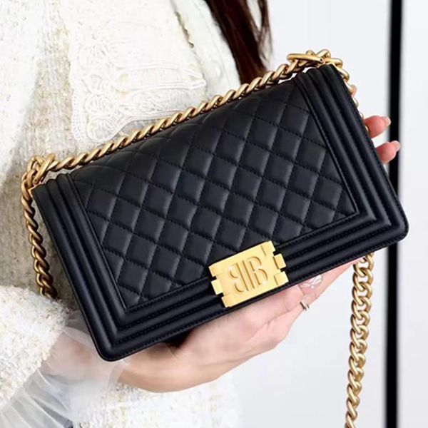 designer bags black rhombus fine ball pattern calfskin gold chain classic style shoulder bags 25cm
designer bags black rhombus fine ball pattern calfskin gold chain classic style shoulder bags 25cm