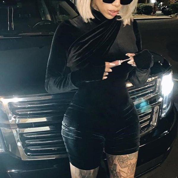 women's jumpsuits & rompers skinny fashion velvet black women jumpsuit with gloves long sleeve club party ruched biker playsuits spring, Black;white
women's jumpsuits & rompers skinny fashion velvet black women jumpsuit with gloves long sleeve club party ruched biker playsuits spring, Black;white
