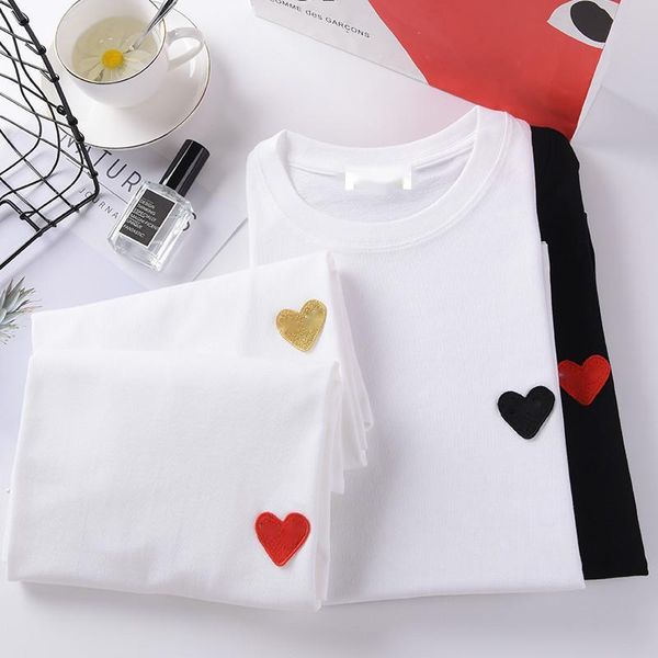 women's t-shirt love pure cotton t-shirt short-sleeved red heart embroidery half-sleeved male and female parent-child, White
women's t-shirt love pure cotton t-shirt short-sleeved red heart embroidery half-sleeved male and female parent-child, White